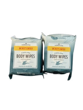 2 New Burt's Bees Cooling Body Wipes with Eucalyptus 30 sheets each